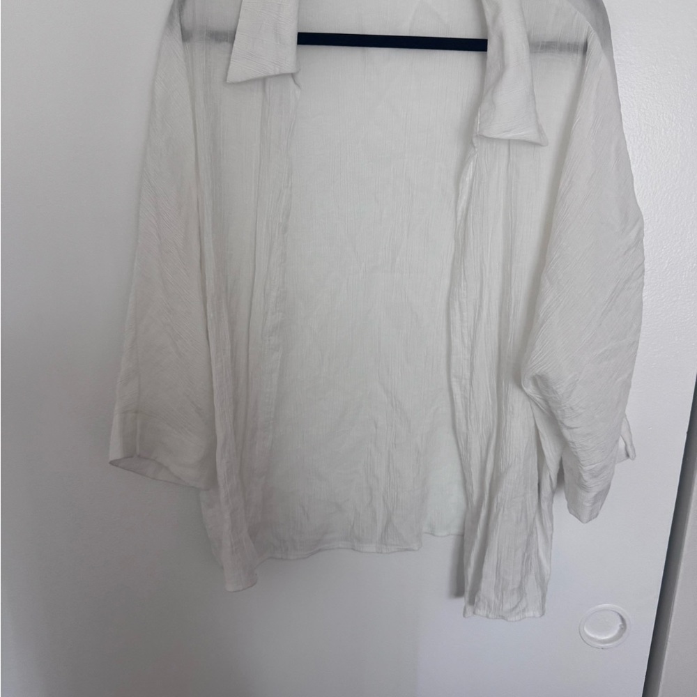 Sheer White Button-Up Blouse